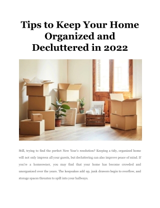 Tips to Keep Your Home Organized and Decluttered in 2022