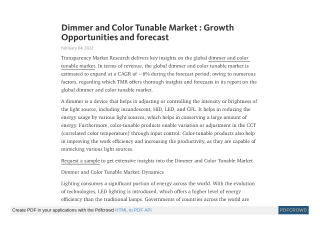 Dimmer and Color Tunable Market expand at a CAGR of 8% by 2027