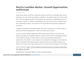 Electric Lunchbox Market Survey Report | Latest Trends and Scope to 2025