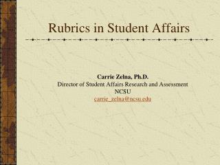 Rubrics in Student Affairs