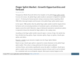 Finger Splint Market to Reach Valuation of US$ 213 Mn by 2027