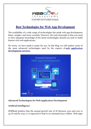 Best Technologies for Web App Development