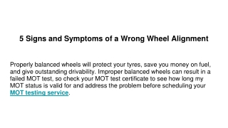 5 Signs and Symptoms of a Wrong Wheel Alignment