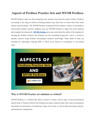 Aspects of Perdisco Practice Sets and MYOB Perdisco