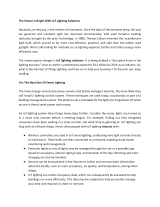The Future Is Bright With IoT Lighting Solutions