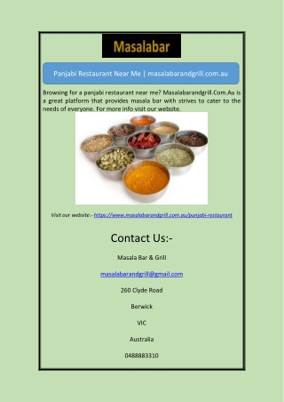 Panjabi Restaurant Near MePanjabi Restaurant Near Me | masalabarandgrill.com.au