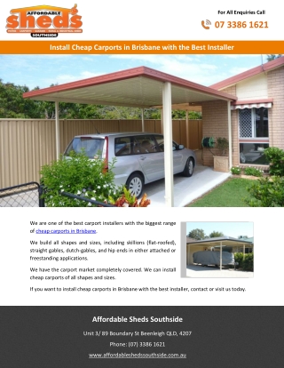 Install Cheap Carports in Brisbane with the Best Installer