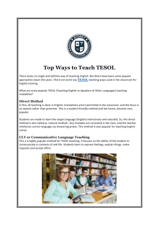 Top Ways to Teach TESOL