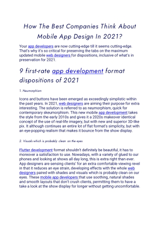 How The Best Companies Think About Mobile App Design In 2021