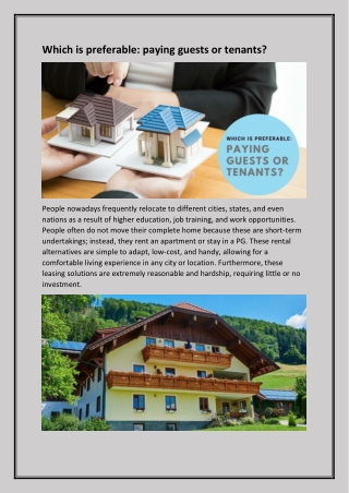Which is preferable paying guests or tenants