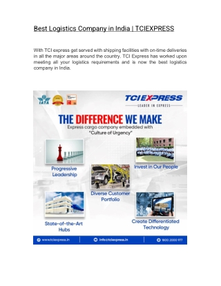 Best Logistics Company in India | TCIEXPRESS