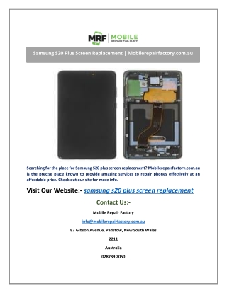 Samsung S20 Plus Screen Replacement | Mobilerepairfactory.com.au