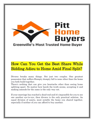Buys Homes for Cash in Greenville | Pitt Home Buyers