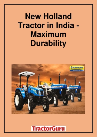 New Holland Tractor In India