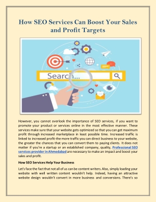 How SEO Services Can Boost Your Sales and Profit Targets