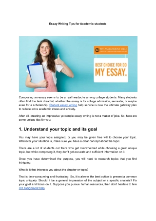Essay Writing Tips for Academic students