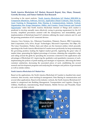 North America Blockchain IoT Market 2021–2030 - Ken Research