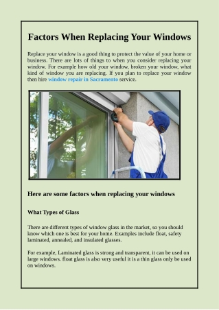 Factors When Replacing Your Windows