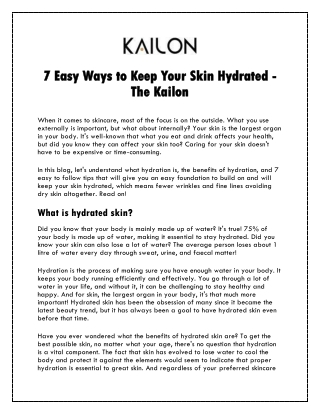7 Easy Ways to Keep Your Skin Hydrated