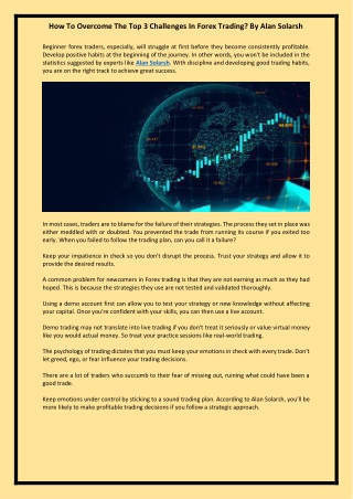 How To Overcome The Top 3 Challenges In Forex Trading- By Alan Solarsh