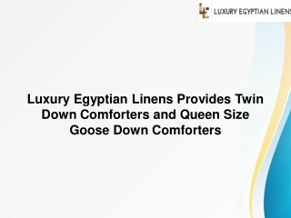 Luxury Egyptian Linens Provides Twin Down Comforters and Queen Size Goose Down Comforters 