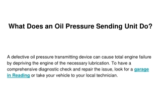 What Does an Oil Pressure Sending Unit Do_