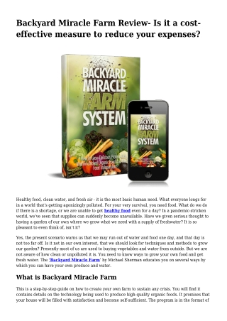 Backyard Miracle Farm Review- Is it a cost-effective measure to reduce your expenses?