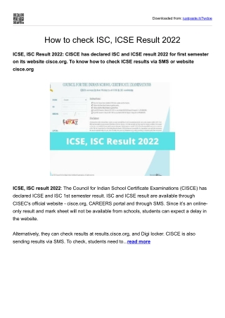 How to check ISC, ICSE Result 2022