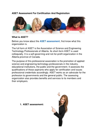 ASET Assessment For Certification And Registration