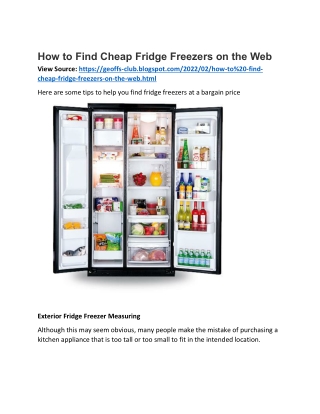 How to Find Cheap Fridge Freezers on the Web