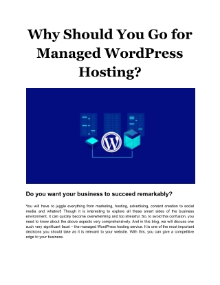 Why Should You Go for Managed WordPress Hosting