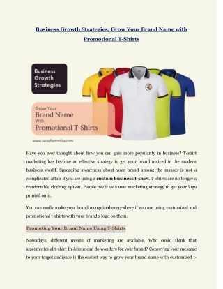 Grow Your Brand Name With Promotional T-Shirts