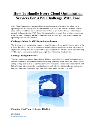 How To Handle Every Cloud Optimization Services For Aws Challenge With Ease