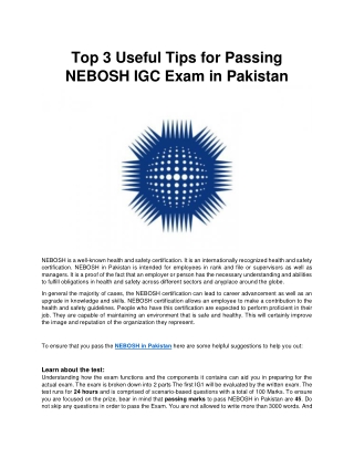 Top 3 Useful Tips for Passing NEBOSH IGC Exam in Pakistan