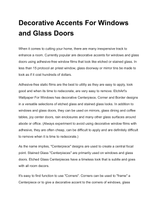 Decorative Accents For Windows and Glass Doors