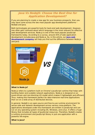 Java Vs NodeJS: Choose the Best One for Application Development?