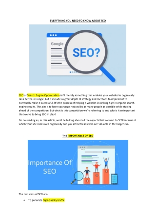 EVERYTHING YOU NEED TO KNOW ON SEO