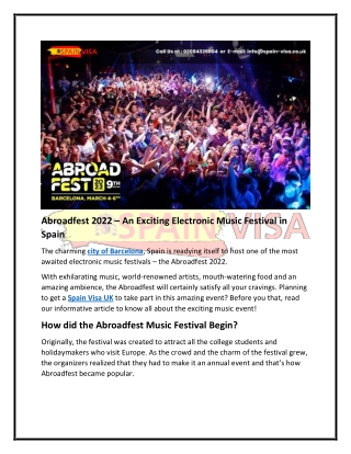 Abroadfest 2022 – An Amazing Electronic Music Festival of Spain