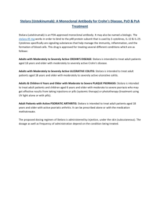 Stelara: A human IgG1қ monoclonal antibody