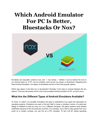 Which Android Emulator For PC Is Better, Bluestacks Or Nox