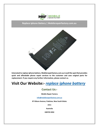 Replace Iphone Battery | Mobilerepairfactory.com.au