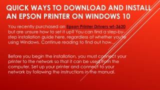 Quick Ways to Download and Install an Epson