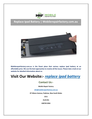 Replace Ipad Battery | Mobilerepairfactory.com.au
