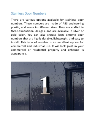 Stainless Steel Door Numbers