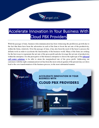 Accelerate Innovation In Your Business With Cloud PBX Providers