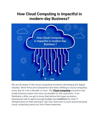 How Cloud Computing is Impactful in modern-day Business?