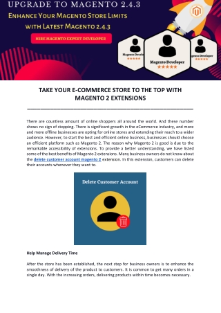 TAKE YOUR E-COMMERCE STORE TO THE TOP WITH MAGENTO 2 EXTENSIONS