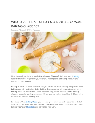 WHAT ARE THE VITAL BAKING TOOLS FOR CAKE BAKING CLASSES