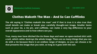 Clothes Maketh The Man – And So Can Cufflinks