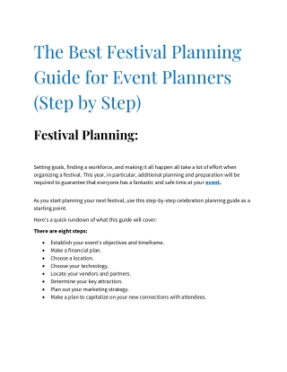 The Best Festival Planning Guide for Event Planners (Step by Step)